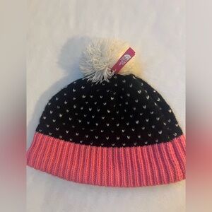 The North Face Kids' Black and Pink Knit Beanie
